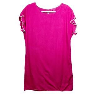 Beachlunchlounge Pink Dress Womens Lyocell Ruffle Sleeves Size Medium